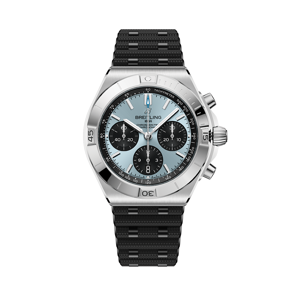 Chronomat B01 Automatic Panda Dial 42mm - Light Blue on Rubber Strap