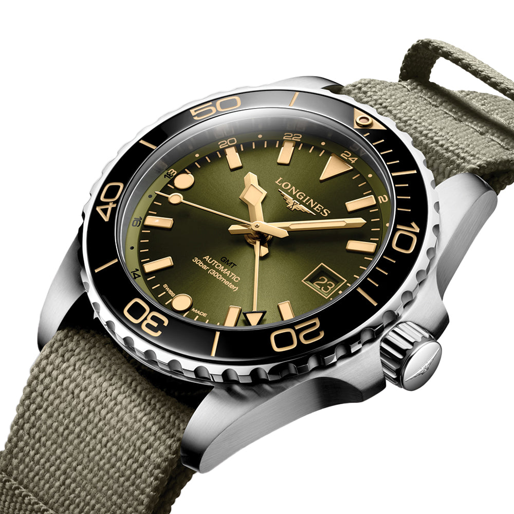 HydroConquest GMT 41mm - Green on Fabric One Piece Strap