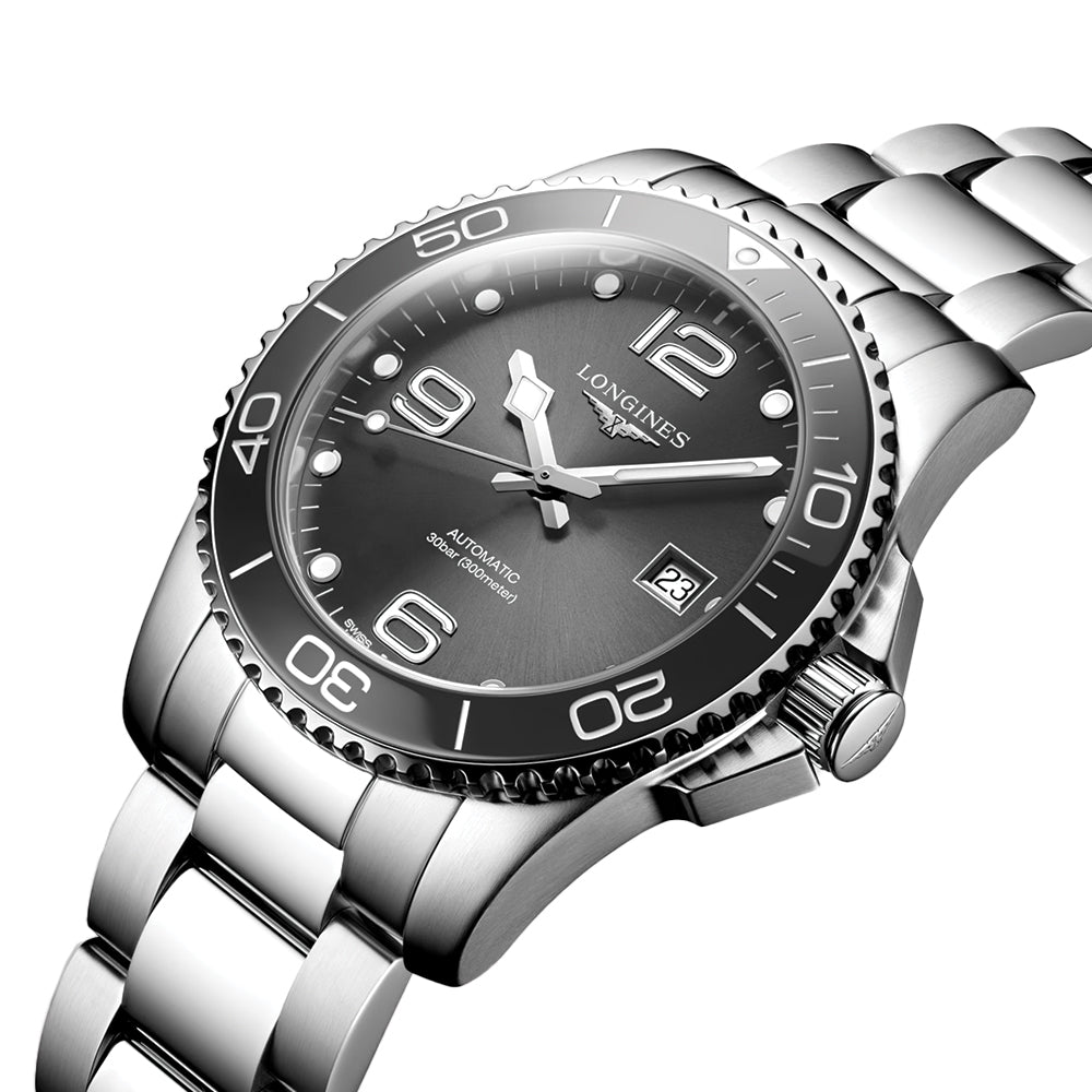 HydroConquest 41mm - Sunray Grey on Bracelet