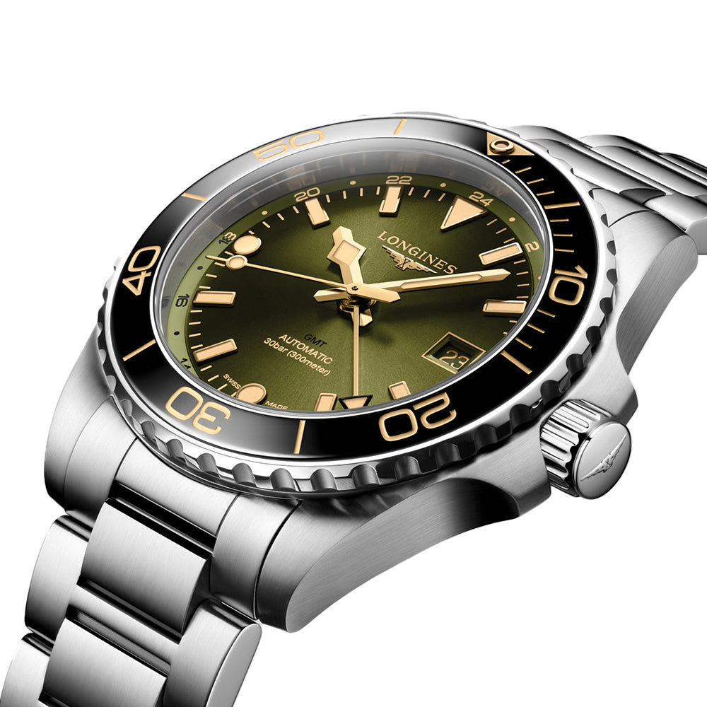 HydroConquest GMT 41mm - Green on Bracelet