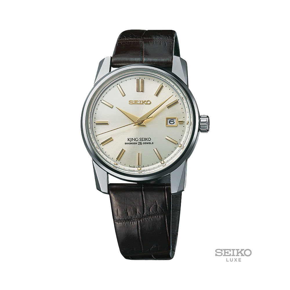 SJE087 King Seiko Limited Edition 38.1mm - Silver on Leather Strap
