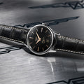 Flagship Heritage 38.5mm - Black on Leather Strap