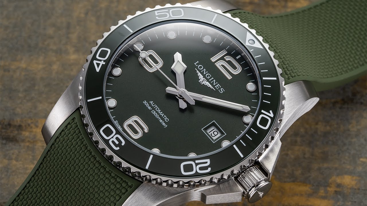 HydroConquest Green Dial on Rubber Strap