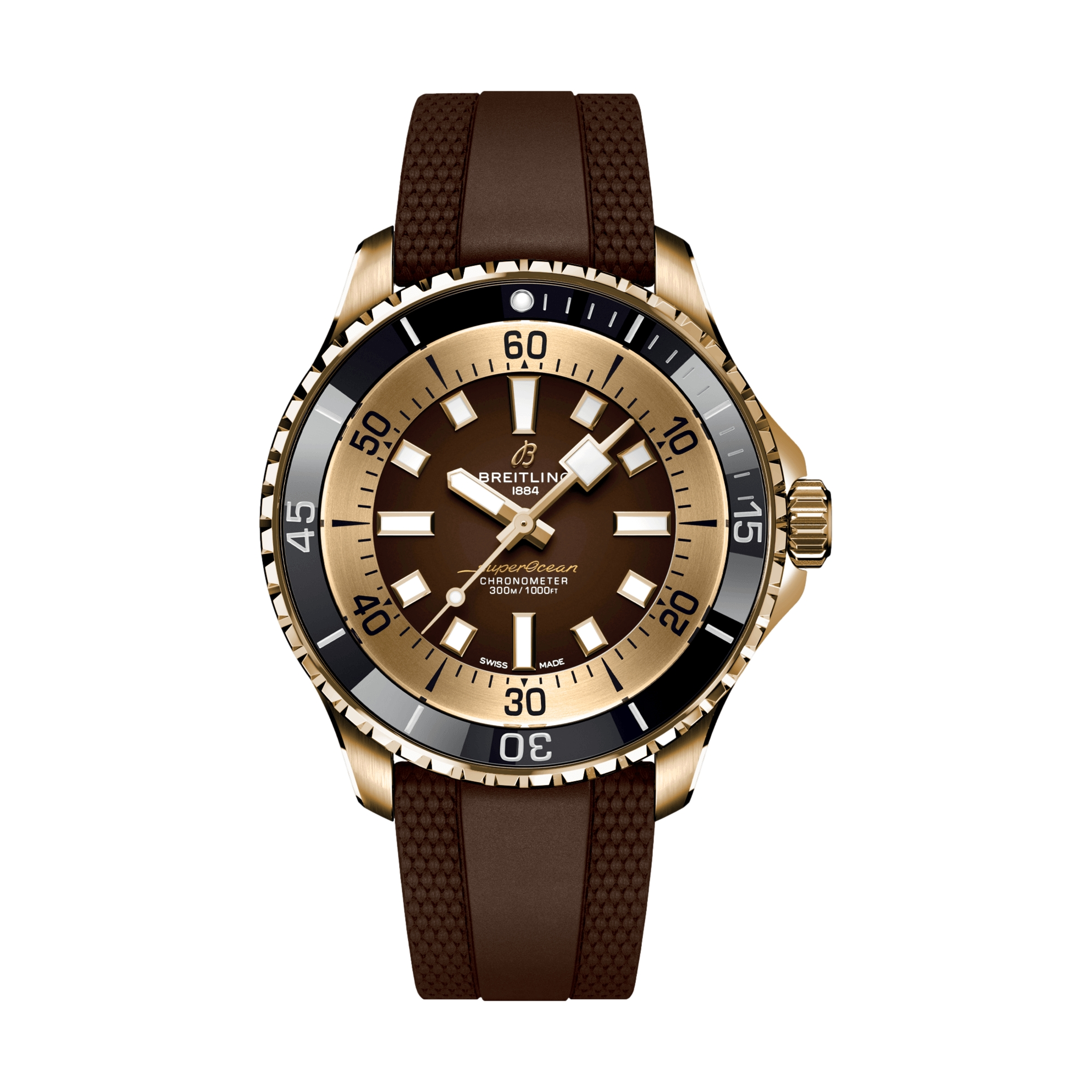 Superocean Automatic Bronze 44mm - Brown on Rubber Strap - Teddy