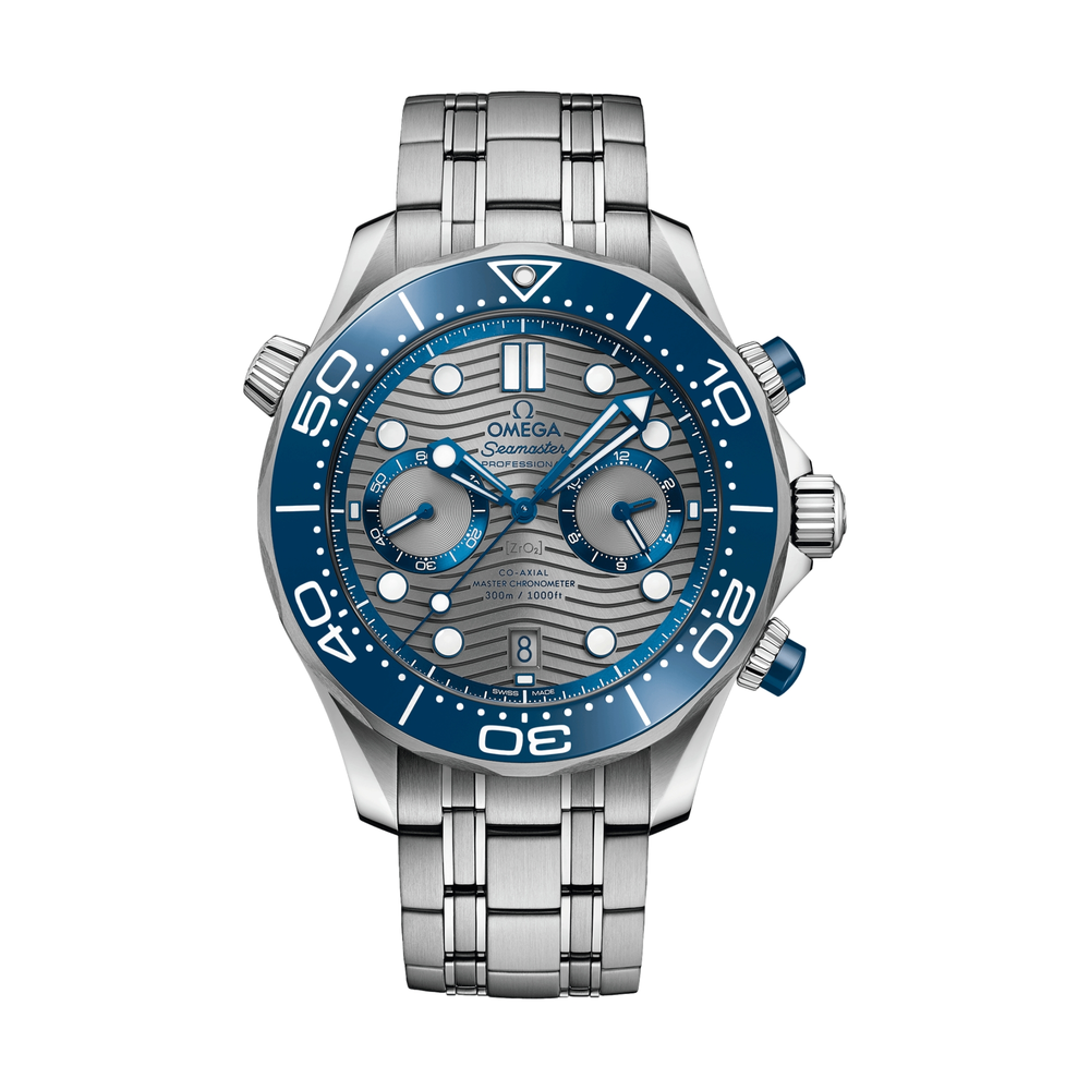 Seamaster Diver 300M Co-Axial Master Chronometer Chronograph Stainless Steel 44 mm - Grey & Blue on Bracelet