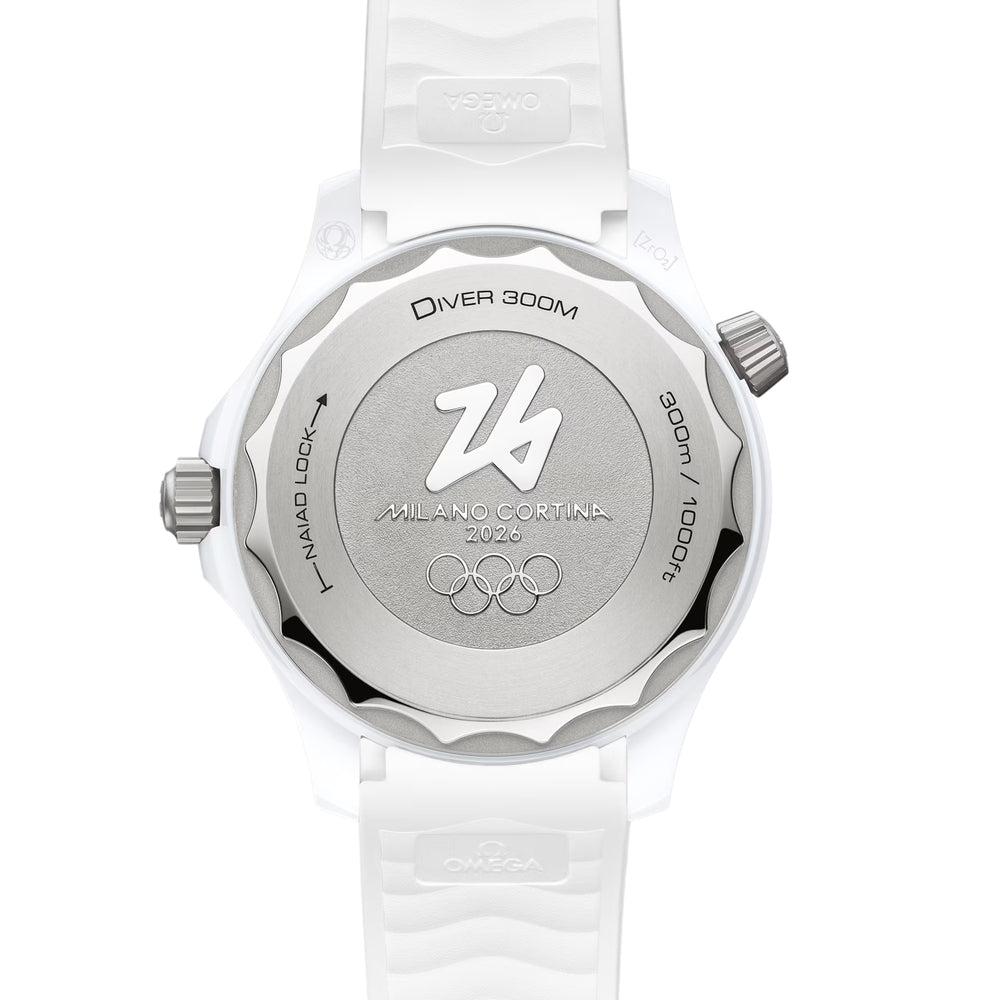 Seamaster Diver 300M Milano Cortina 2026 43.5mm - White on Rubber Strap