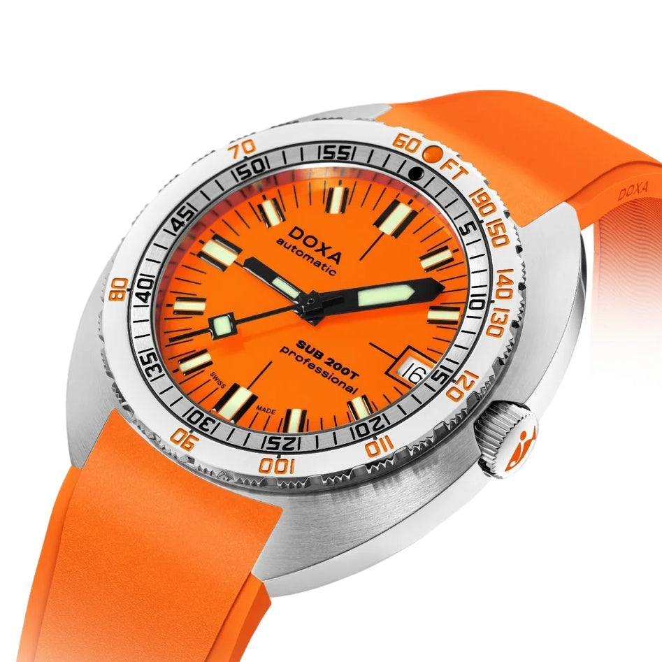 SUB 200T Professional 39mm - Orange on Rubber Strap