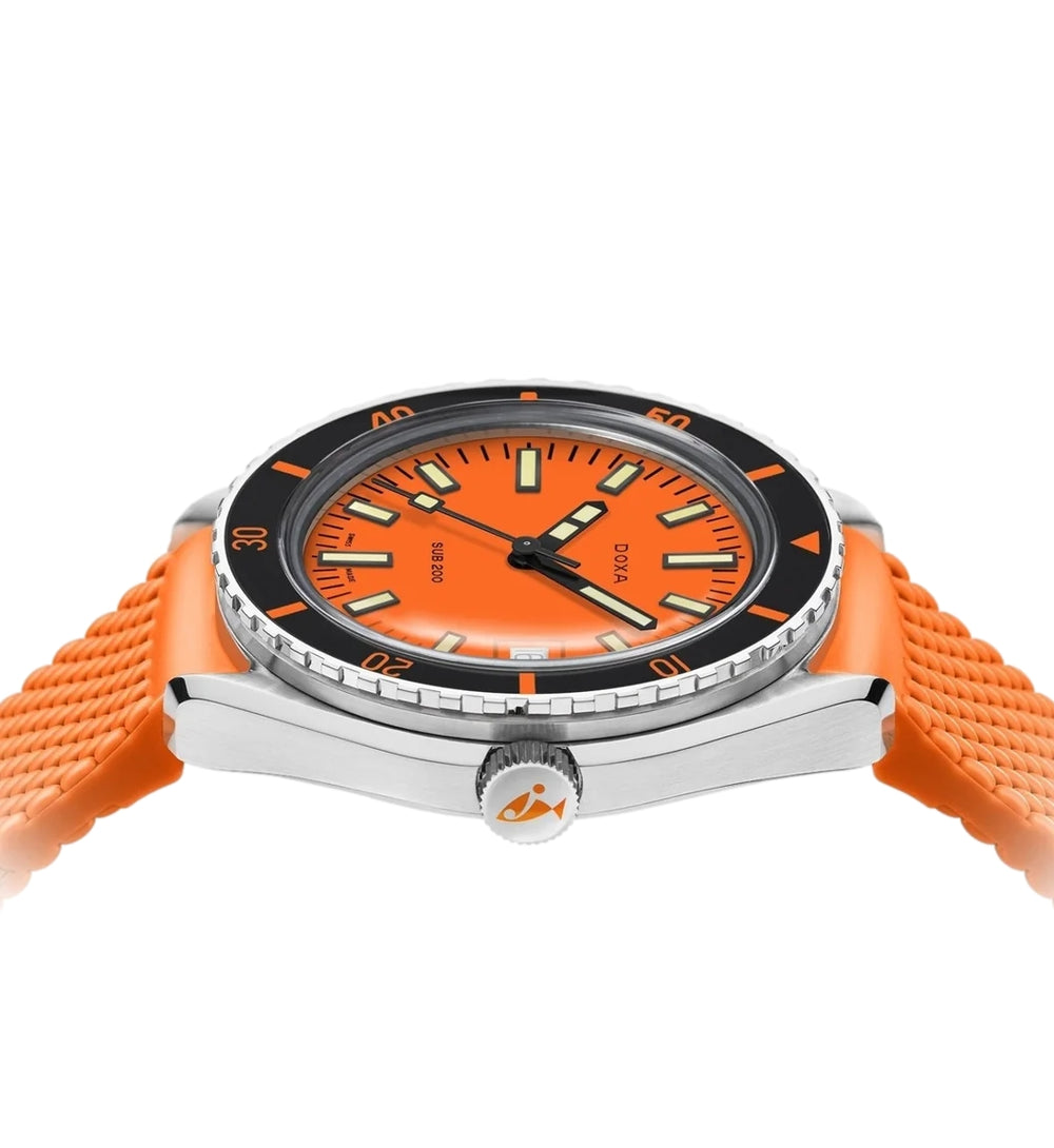 SUB 200 Professional Sapphire Inlay Bezel 42mm - Orange on Rubber Strap