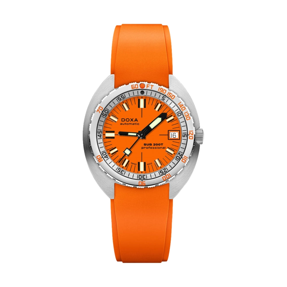 Sub 200T Professional Orange Dial on Rubber Strap, 39mm