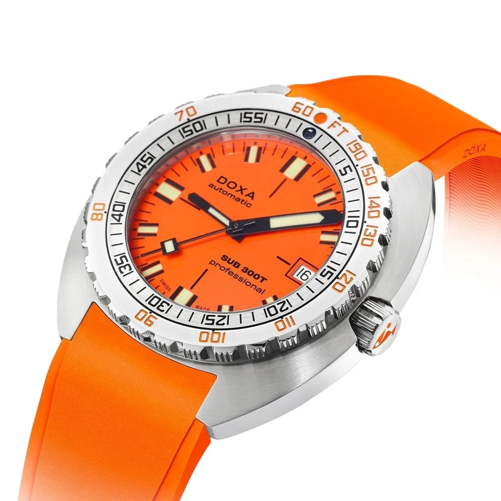 SUB 300T Professional 42.5mm - Orange on Rubber Strap