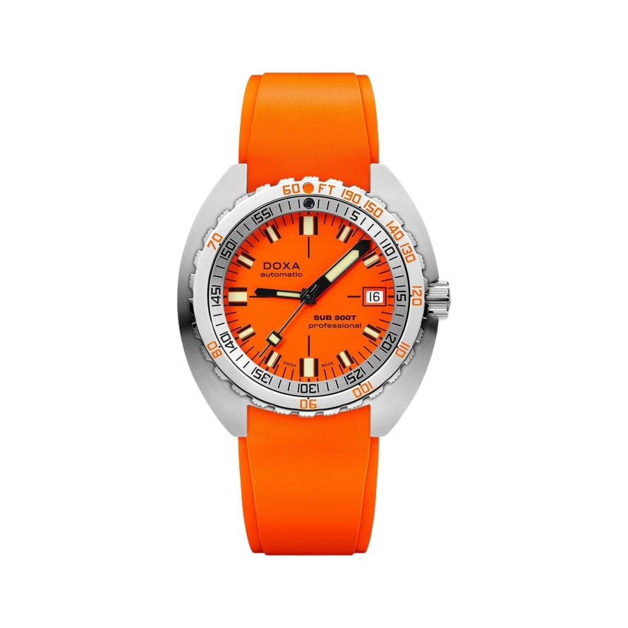 Sub 300T Professional Orange Dial on Rubber Strap, 42.5mm