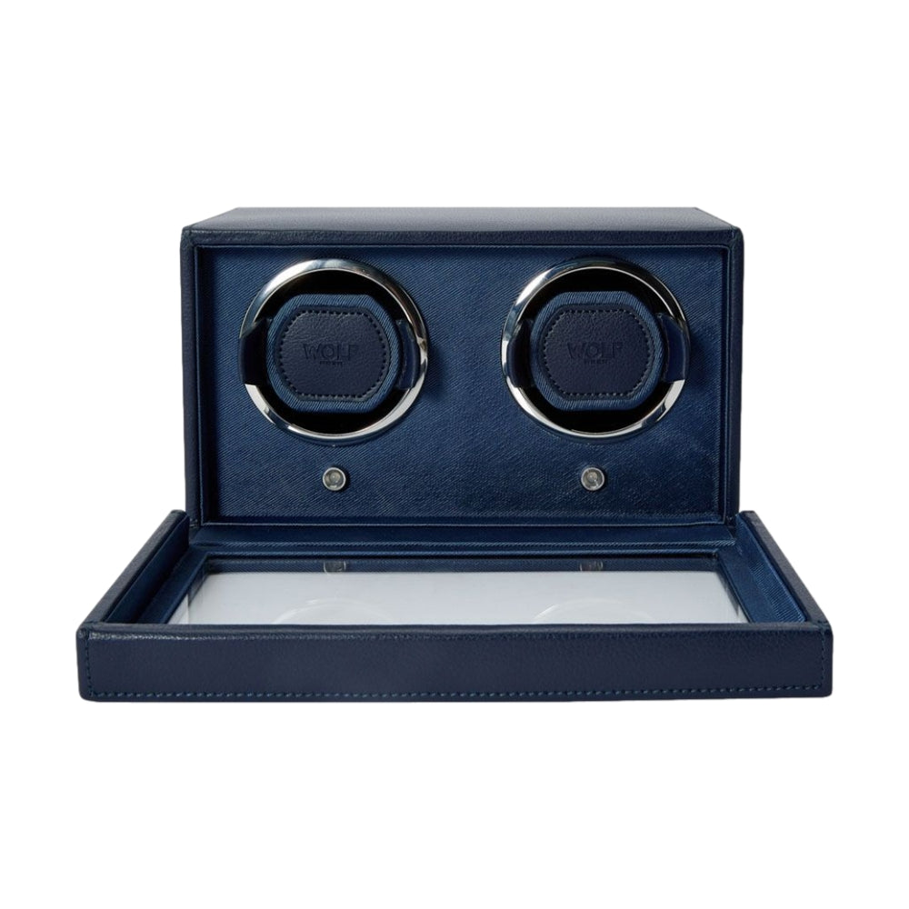 Cub Double Watch Winder with Cover - Navy