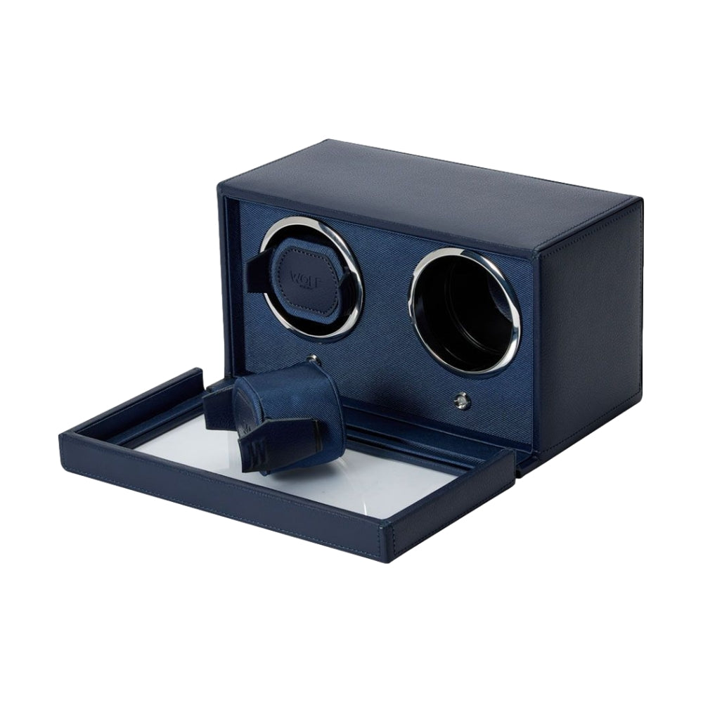 Cub Double Watch Winder with Cover - Navy