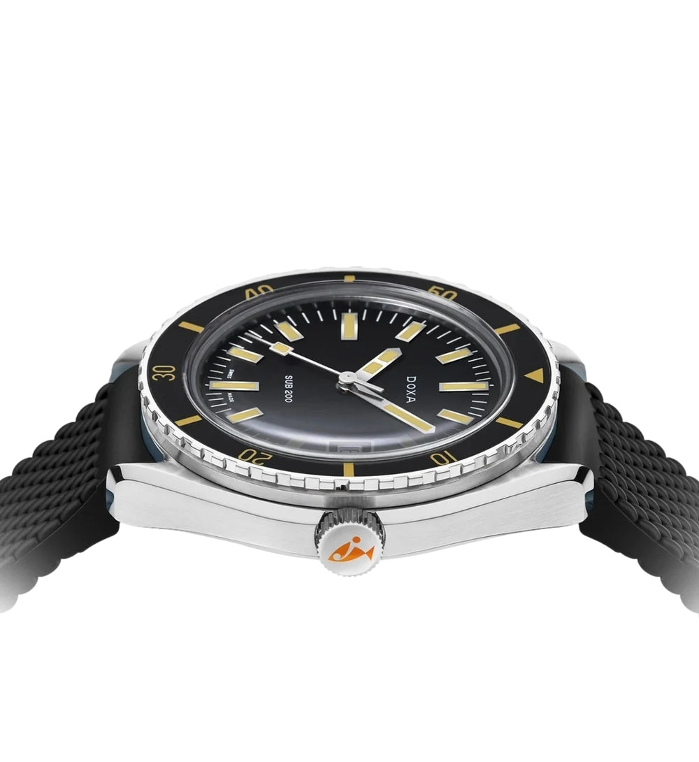 SUB 200 Sharkhunter Sapphire Inlay Bezel 42mm - Black on Rubber Strap