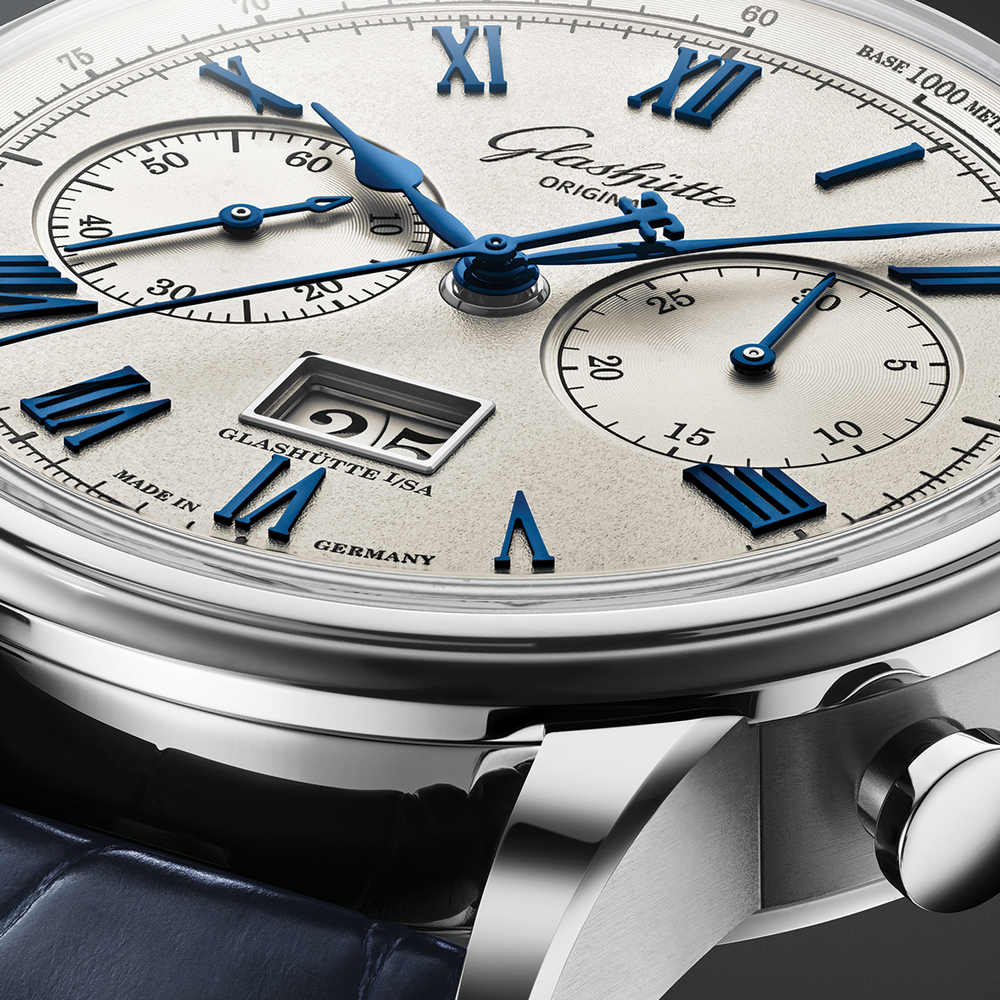 Senator Chronograph 41mm - Galvanic Silver on Leather Strap
