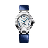 PrimaLuna Moonphase 34mm - Opaline Ivory on Blue Leather Strap