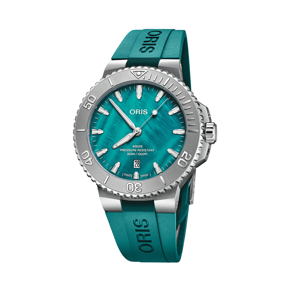 New York Harbor Limited Edition II 43.5mm - Aqua Green Mother of Pearl on Rubber Strap and Bracelet
