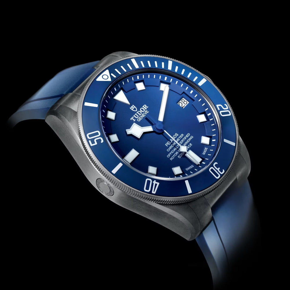 Pelagos Titanium 42mm - Blue, Ceramic Bezel on Bracelet w/ Extra Rubber Strap