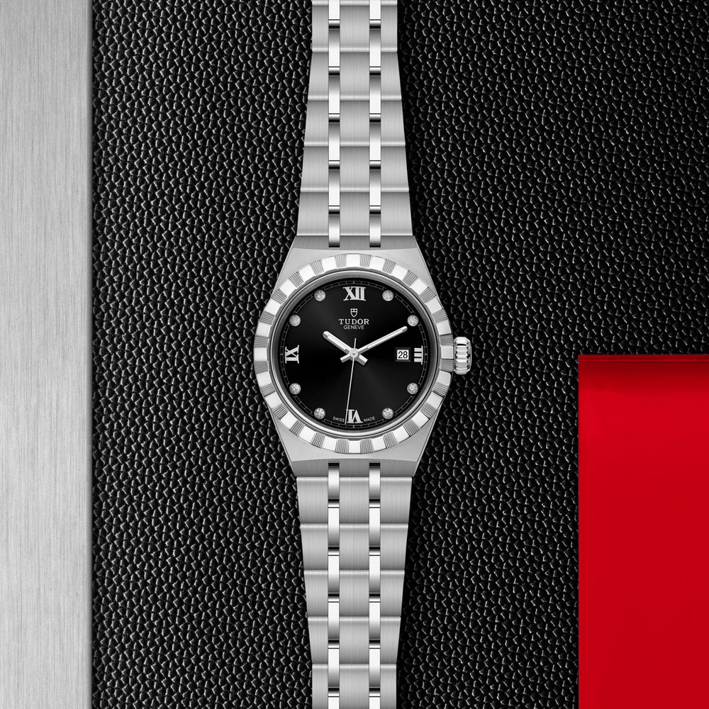 TUDOR Royal 28mm - Black Diamond-Set on Bracelet | Teddy Baldassarre