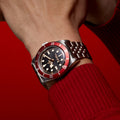 Black Bay 41mm - Black, Burgundy Bezel on Bracelet