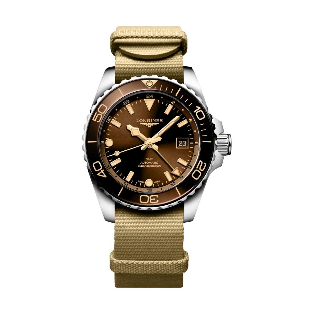 HydroConquest GMT Brown Dial 41mm on Fabric One Piece Strap