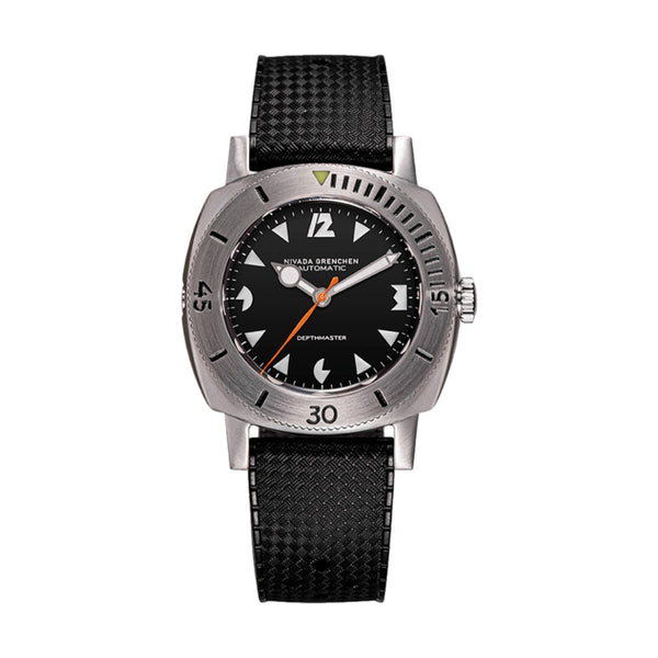 14102A White Pacman Depthmaster 39mm - Black on Rubber Strap