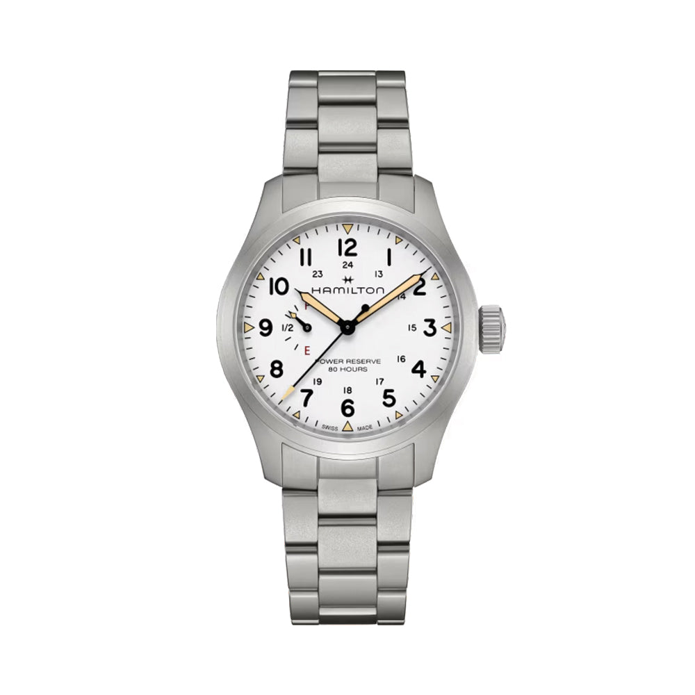 Khaki Field Mechanical Power Reserve 40mm - White on Bracelet