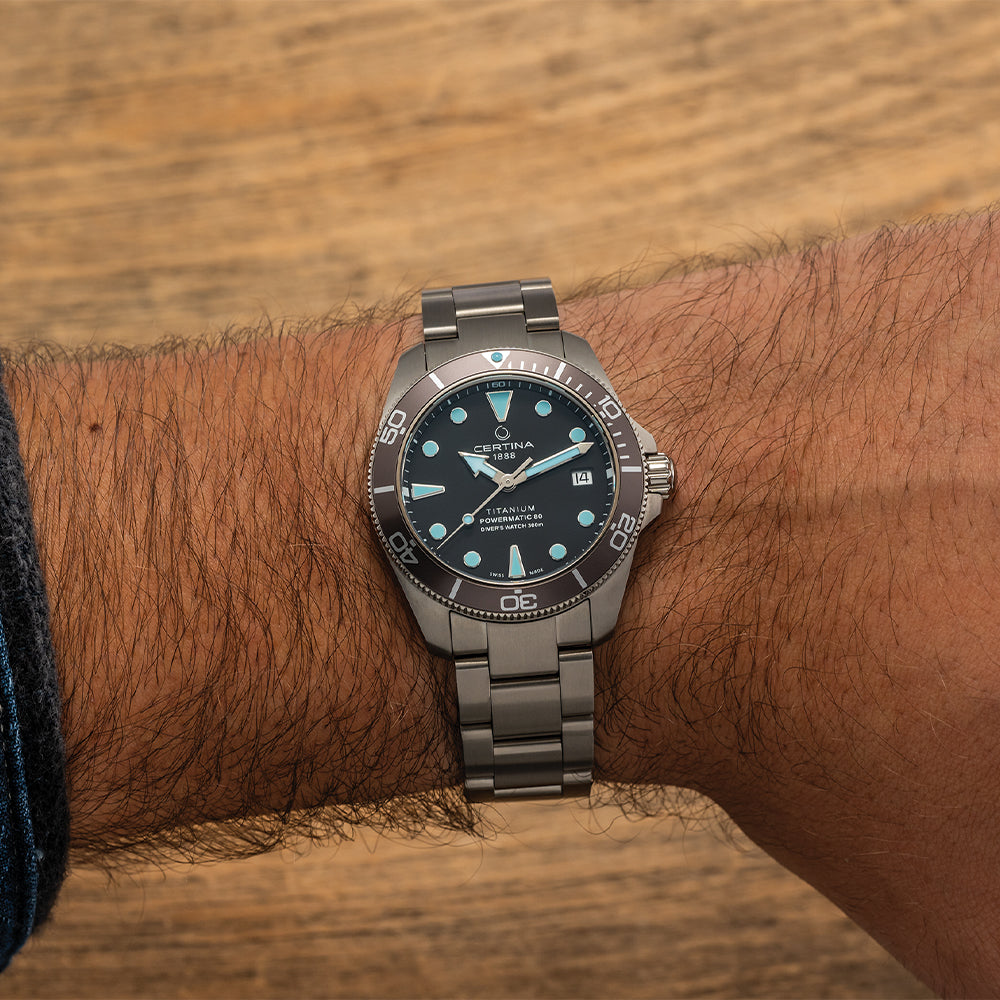 DS Action Diver Powermatic 80 Titanium 38mm Grey on Bracelet