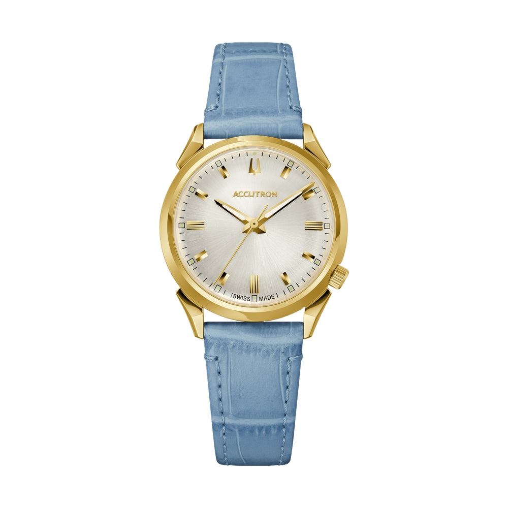 LEGACY ROUND GOLD CASE on Periwinkle Alligator Strap