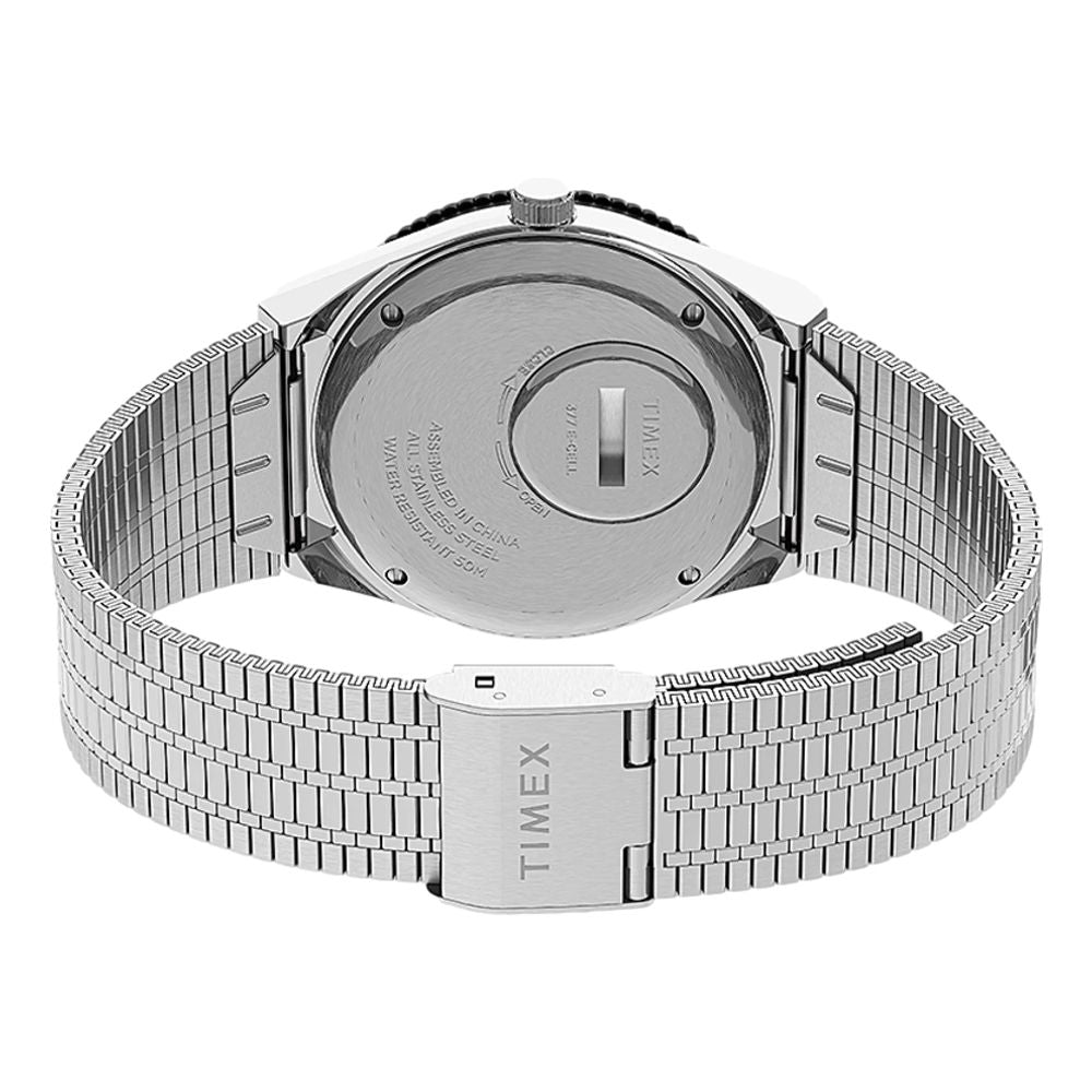 Q Timex Reissue 38mm Stainless Steel Bracelet Watch - Black Dial Steel Case