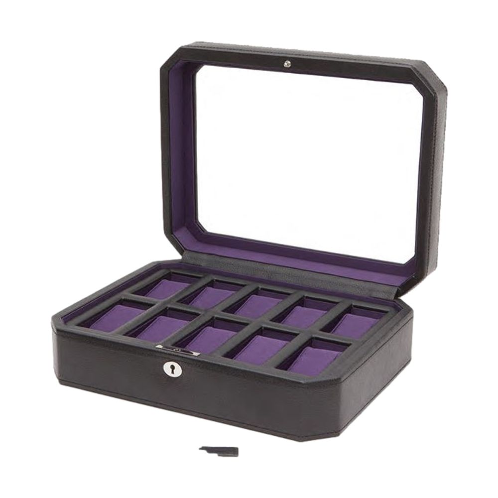 Windsor 10 Piece Watch Box Black/Purple
