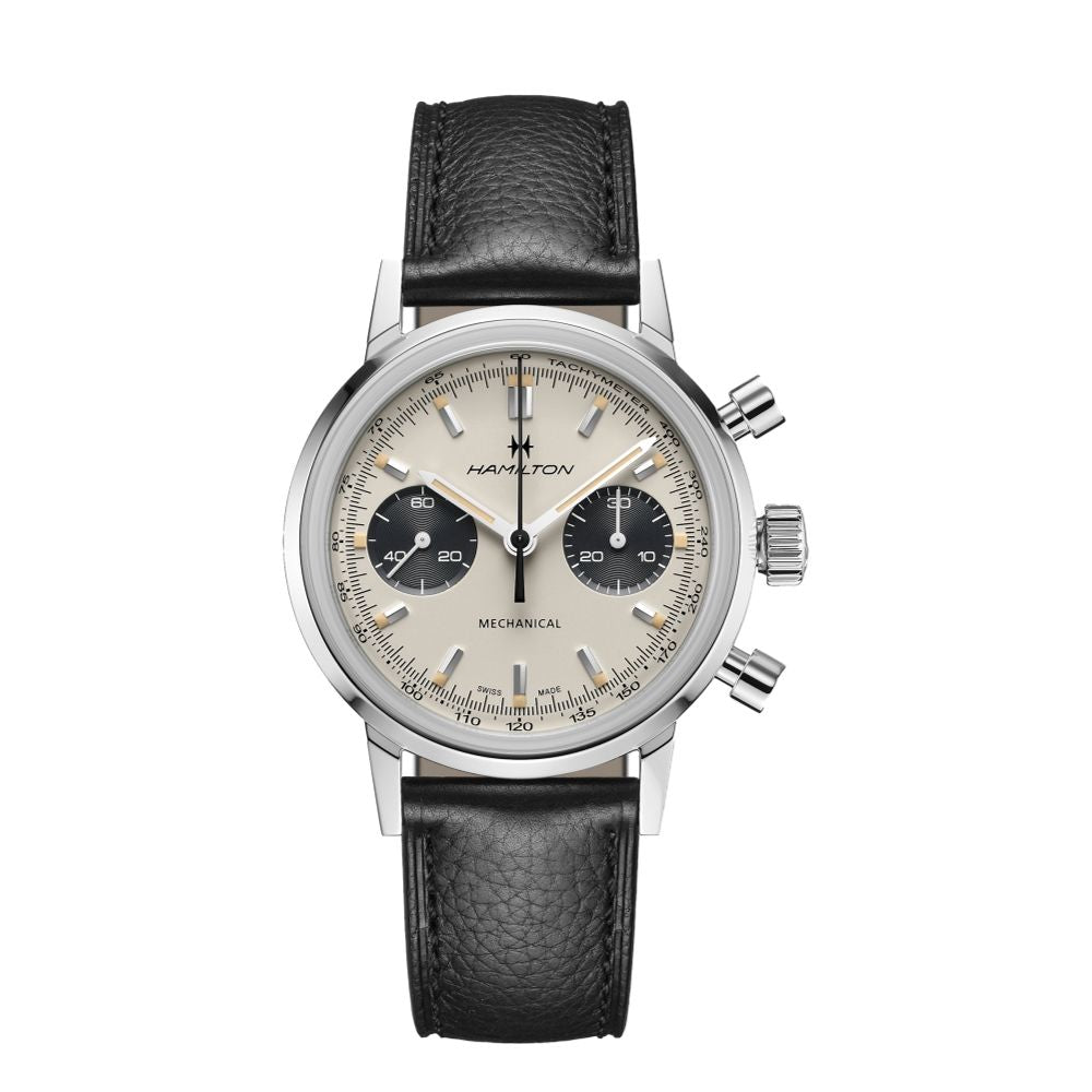 American Classic Intra-Matic Chronograph H White Dial Black Strap