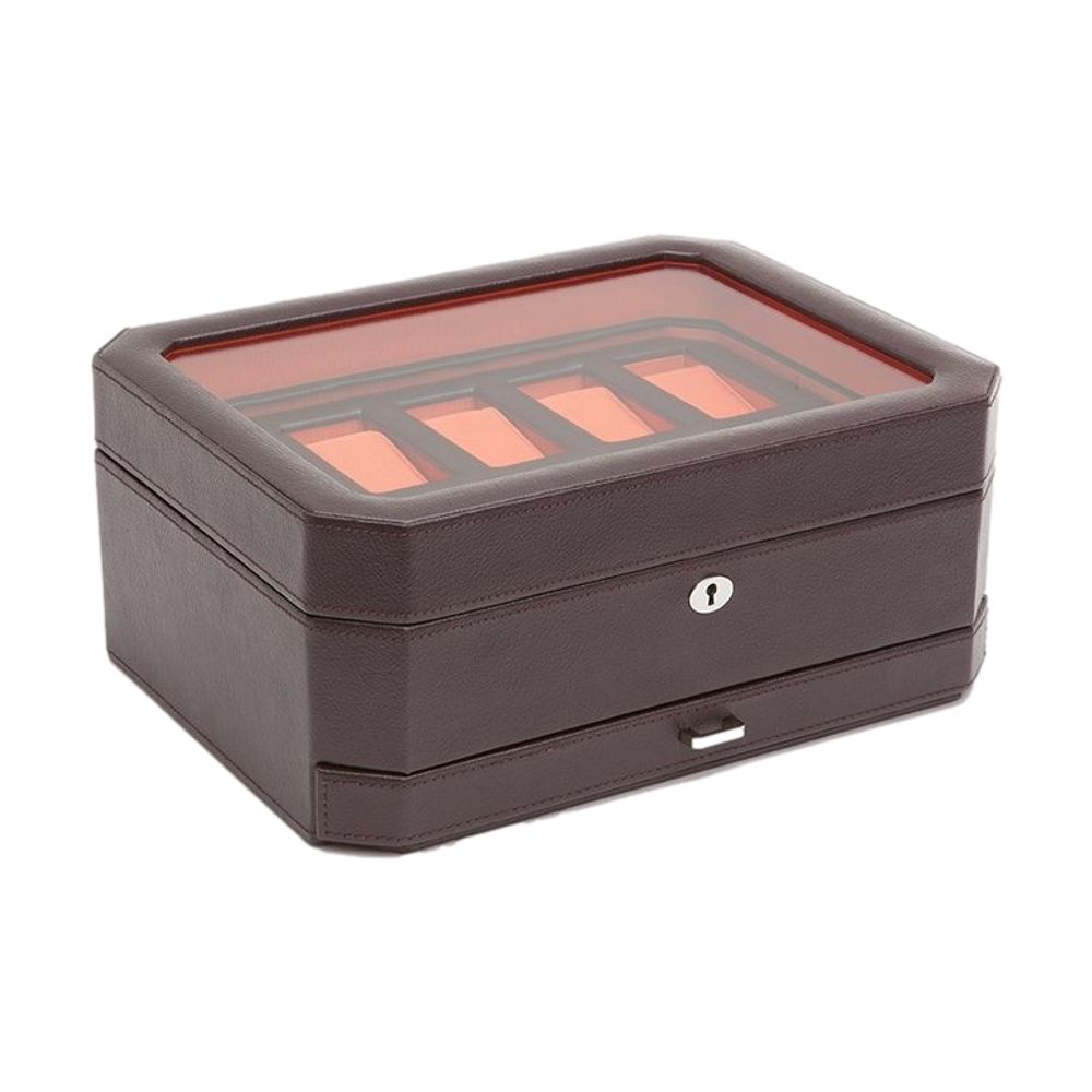 Windsor 10 Piece Watch Box with Drawer Brown/Orange