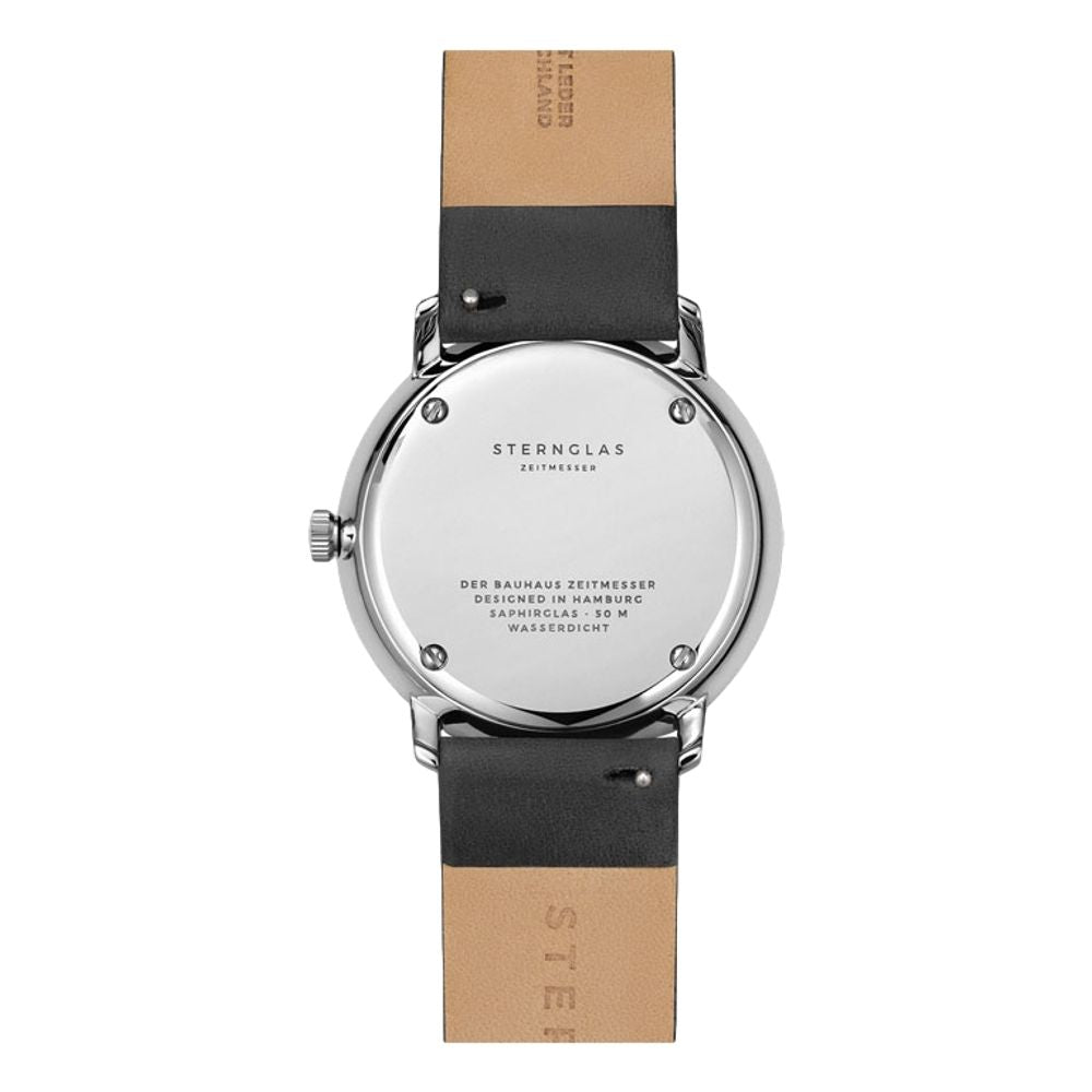 Naos White Dial Black Leather Strap