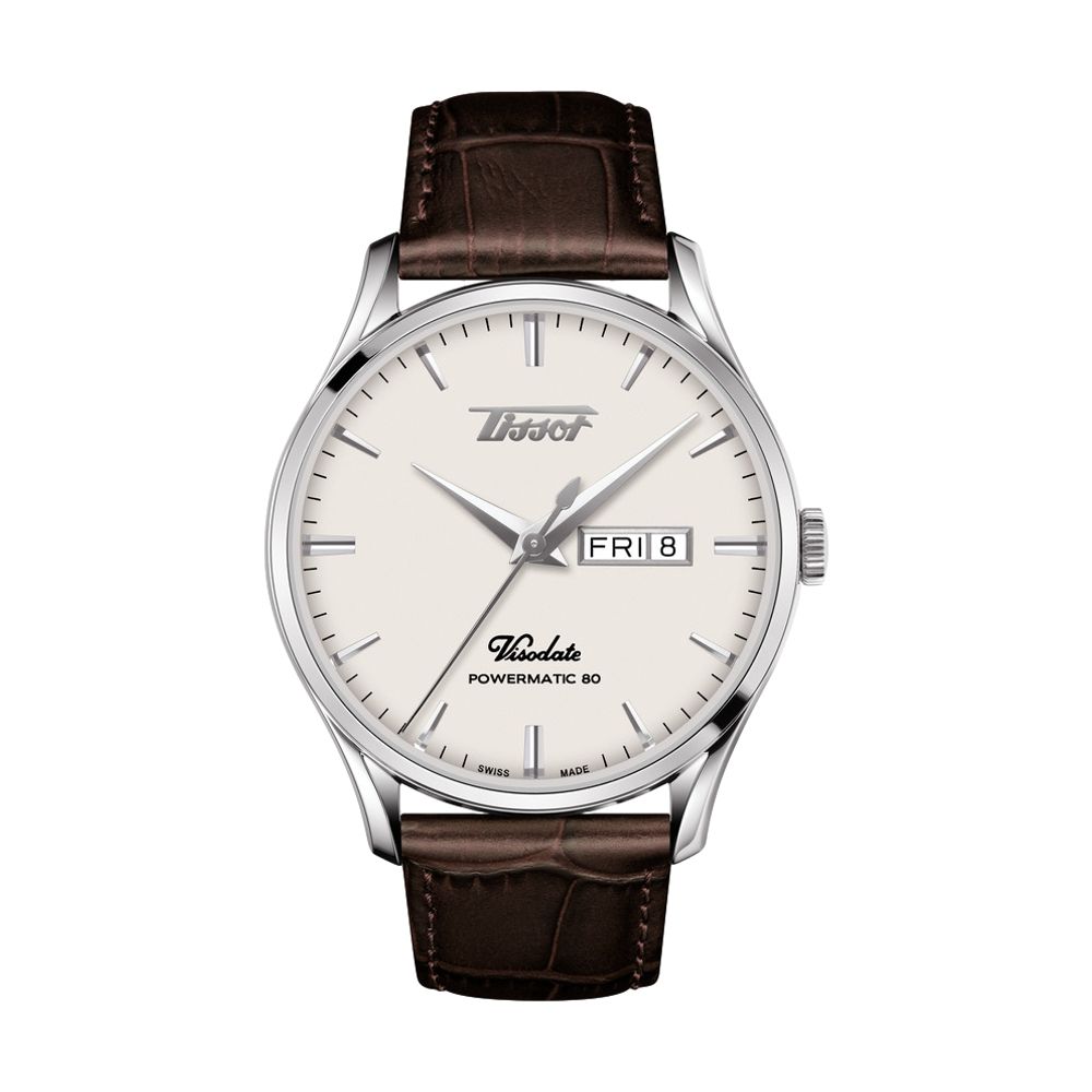 Heritage Visodate 42mm Powermatic 80 Silver Dial Leather Strap