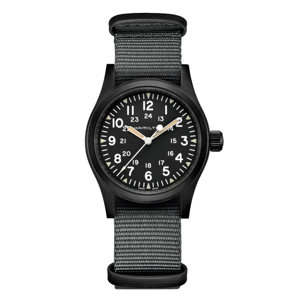 Sportfisher Black Watch with White Dial Woven G10 Khaki / White