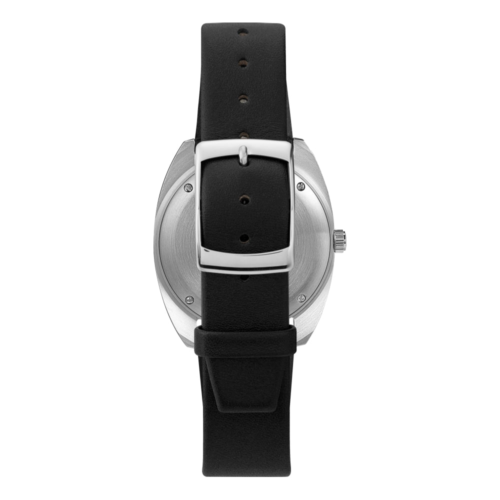Q Dress Reissue Day Date SST Silver Dial Black Leather Strap