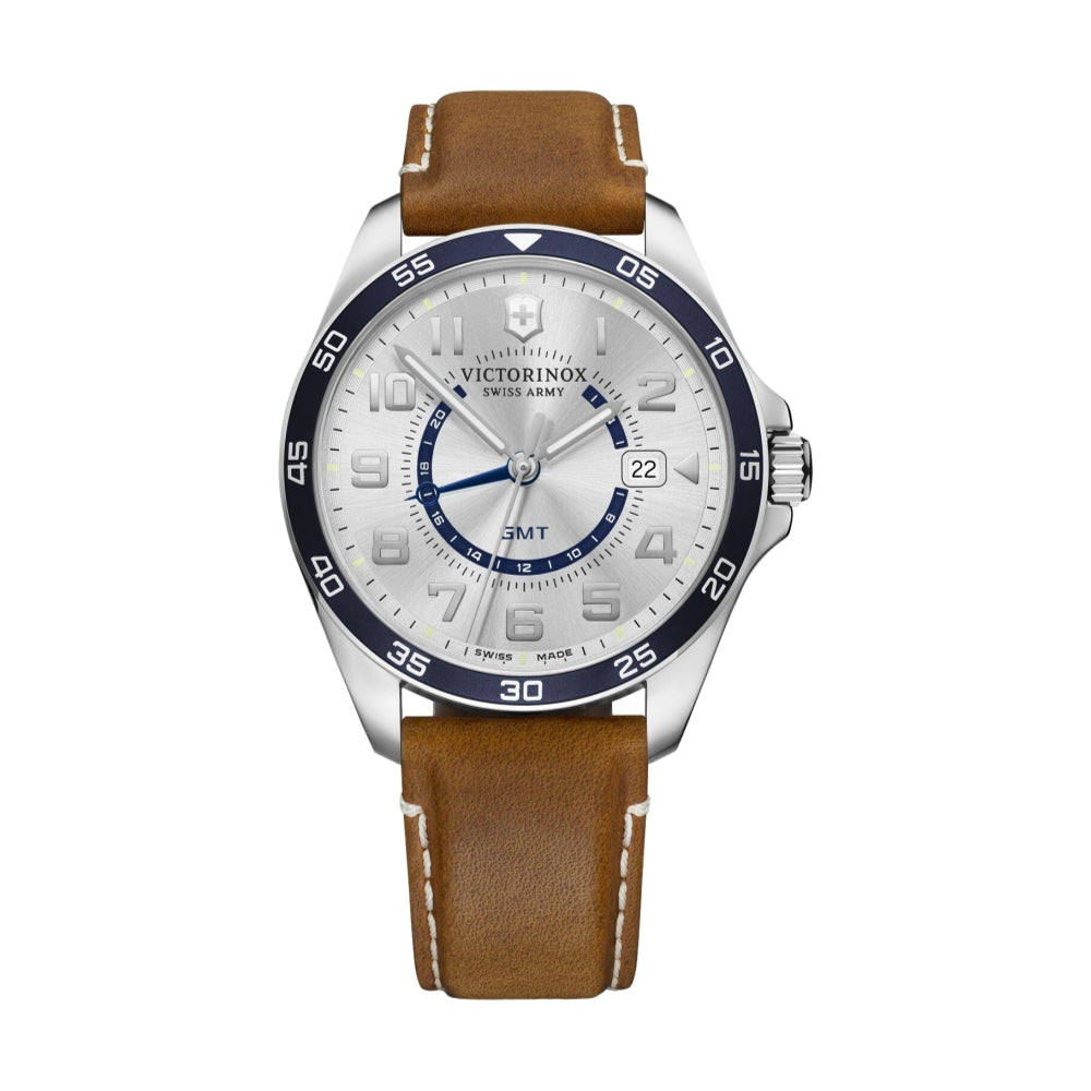 FieldForce Classic GMT, Silver Dial, Brown Leather Strap