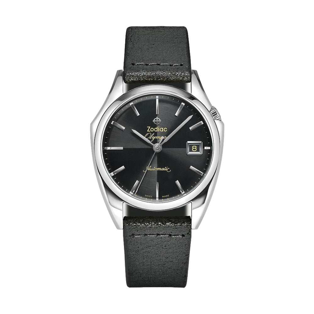 Olympos Automatic Black Leather Strap