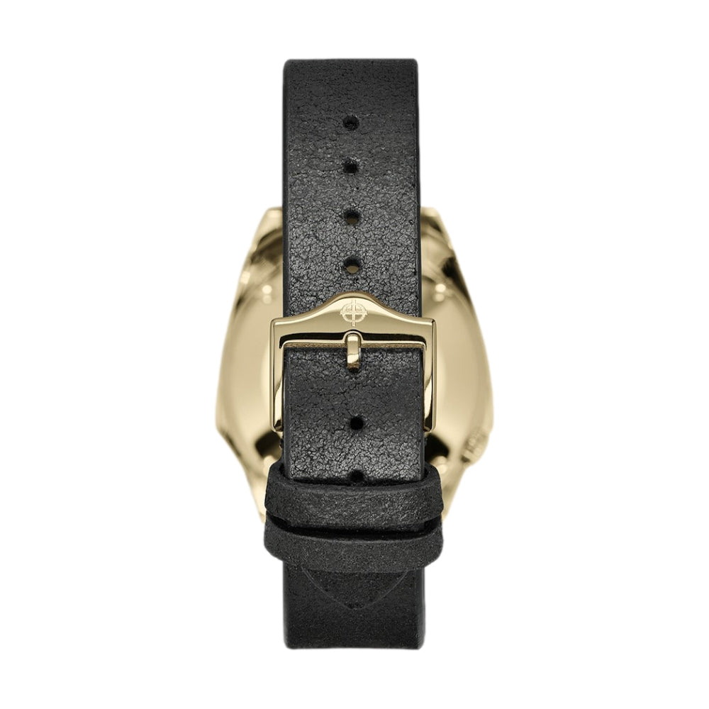 Olympos Automatic Black Leather Strap Gold Tone