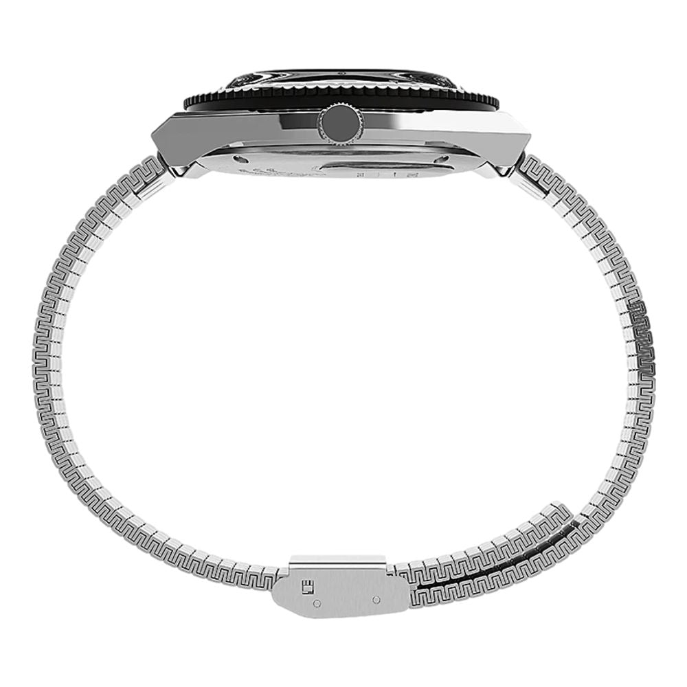 Q Timex Reissue 38mm Stainless Steel Bracelet Watch - Black Dial Steel Case