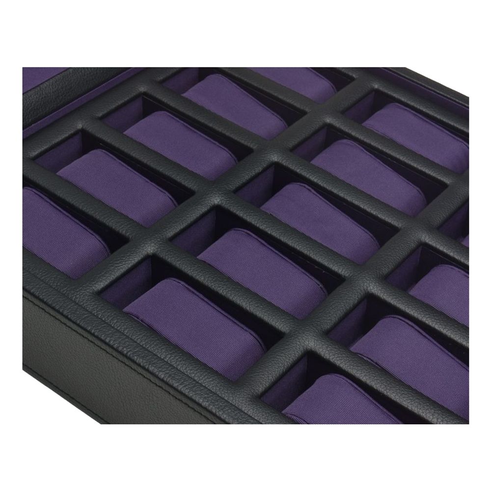 Windsor 15 Piece Watch Box Black/Purple