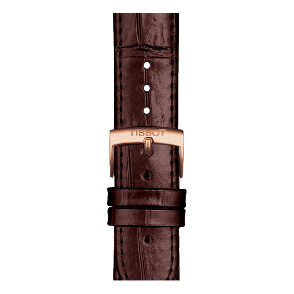 Tissot Official Brown Leather Strap Rose Gold-Tone Buckle 20mm