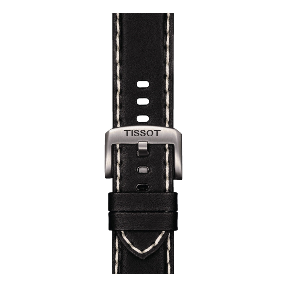 Tissot Official Black Leather Stitched Strap 22mm