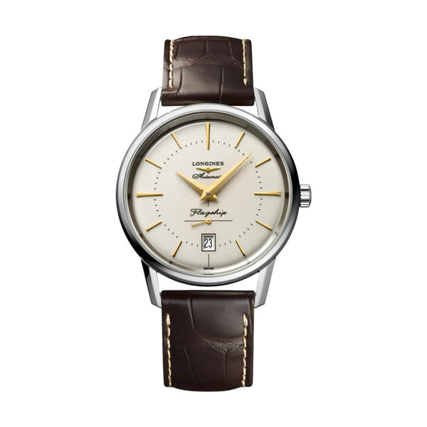 780258/LONGINES flagship TURLER 腕時計 Flagship Heritage 38.5mm - Ivory on Leather Strap | Teddy Baldassarre