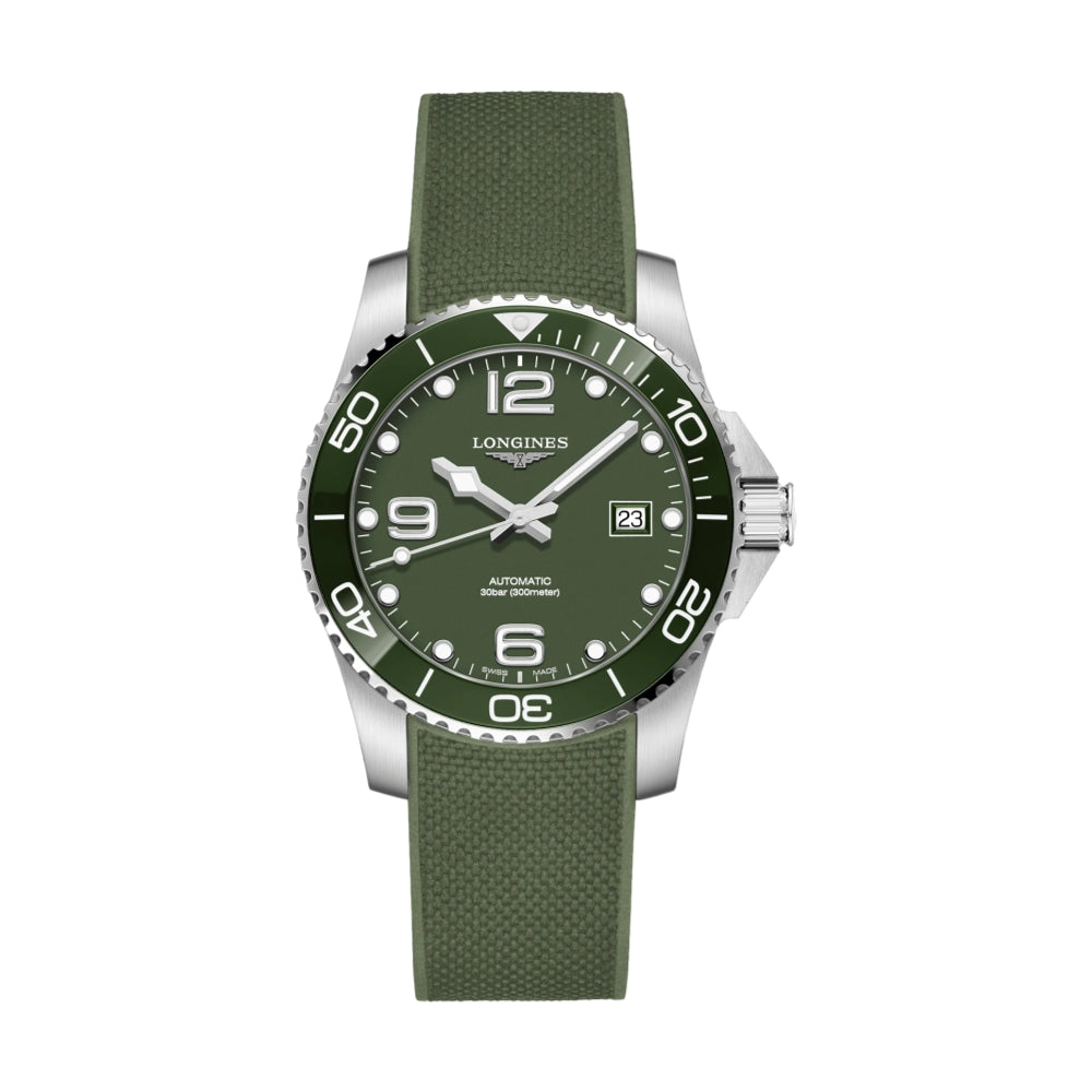HydroConquest Green Dial on Rubber Strap 41mm